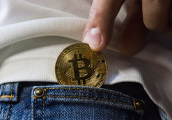 image of spare bitcoin in pocket